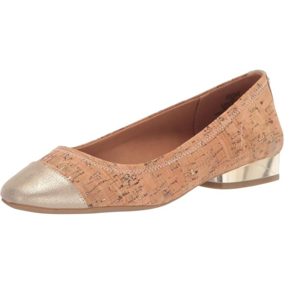Anne Klein Shoes - Anne Klein Womens Cork LeatherClosed Pointed ToePull-On Carlie Ballet Flat